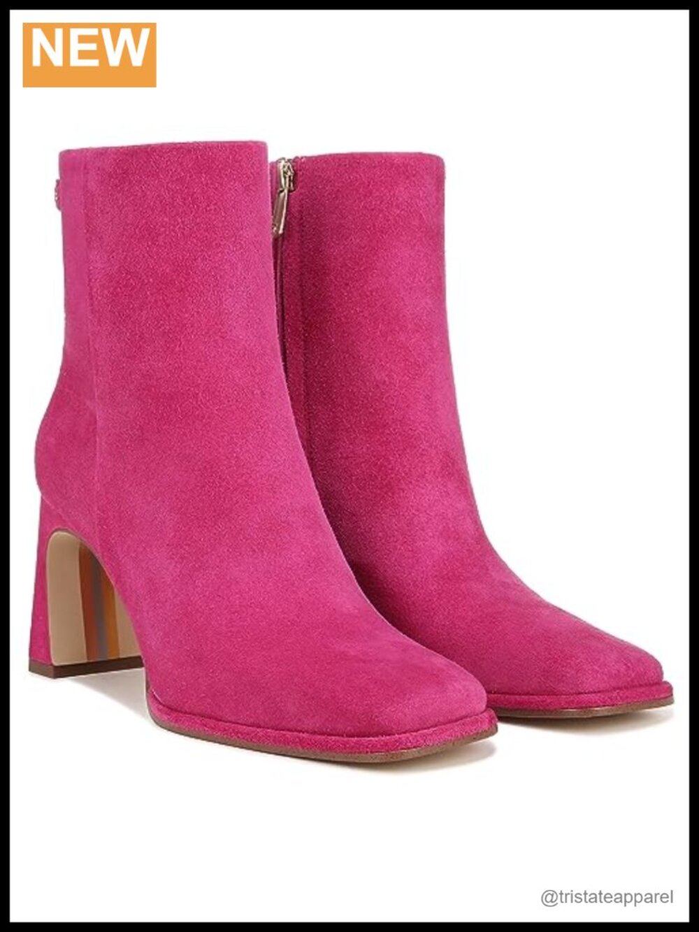 Sam Edelman Irie Ankle Boots Square Toe Block Heel Leather Zip